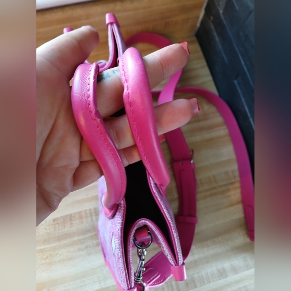 MCM Pink Denim EUC Tote W/Guitar Strap - Picture 6 of 8